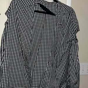 Black and White Checkered Women's Blouse